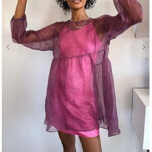 Free People Riverside Sheer Purple and Pink Dress